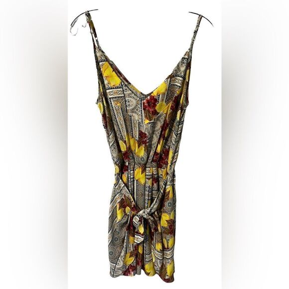 Sheike lemon print spaghetti strap tie front mini dress AU 10 - Picture 1 of 6